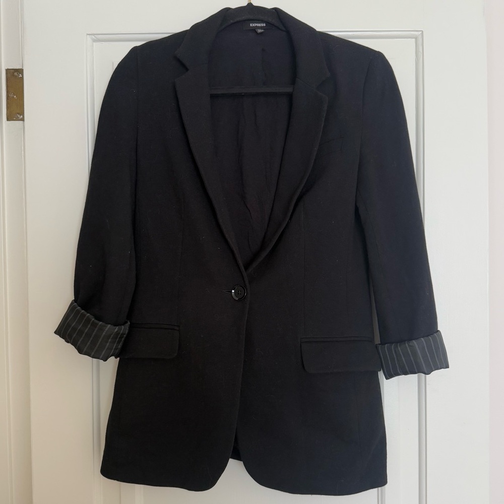 Express oversized black cotton blazer xs